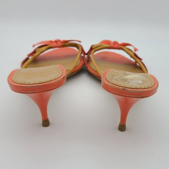 Givenchy Orange Strappy Ribbon Kitten  Heel Sandals - Picture 3 of 10